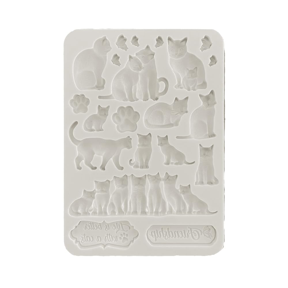 Stamperia Silicon Mould A5 Orchids and Cats Cats, Grey, 6 x 8 in