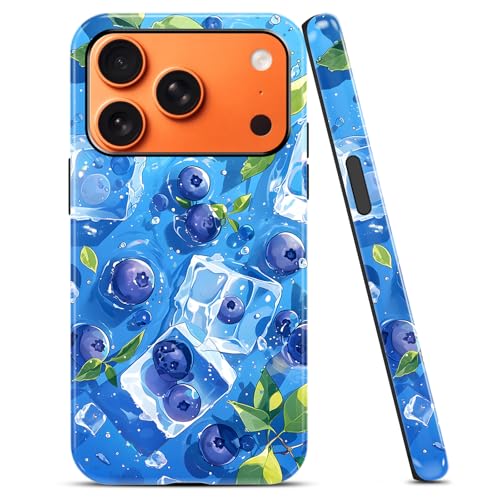 Coque iPhone 17 Pro Max motif glaçons myrtilles, le cadeau idéal et élégant pour femme