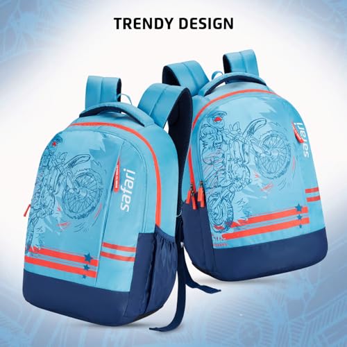Safari Duplex 4 32L School bag for Boys & Girls, Printed Casual 2 Compartment School Backpack Bag with Armor Base, Bottle Holder Pocket & Front Pocket, Travel Bag for Men and Women, Color Icy Blue - Image 7