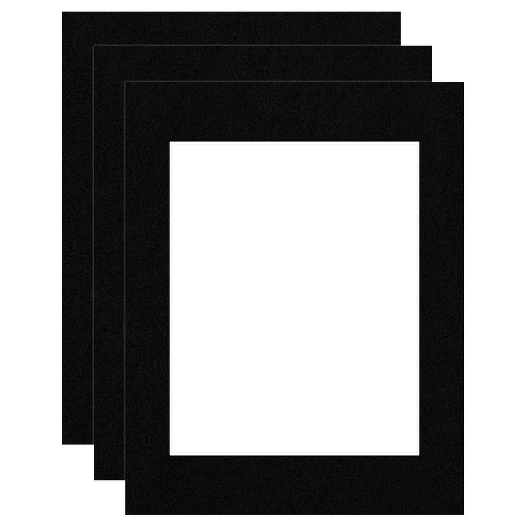 Procut Global 14x11" Black Picture Mounts Board to Fit 8x10" Aperture Size - Photo Mount Card Ideal for Prints, Artwork, Crafts & Certificates - Sizes & Colors Available - Pack of 3 — image 1