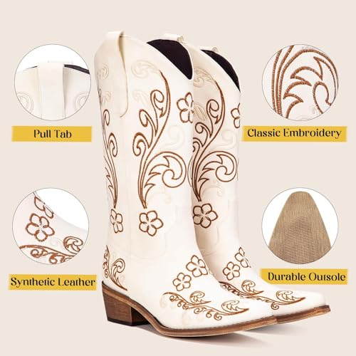 Image of Cowboy Boots for Women, Pointed Toe Chunky Heel | All-day walking comfort design, versatile for daily outfits, country music festivals and western style occasions