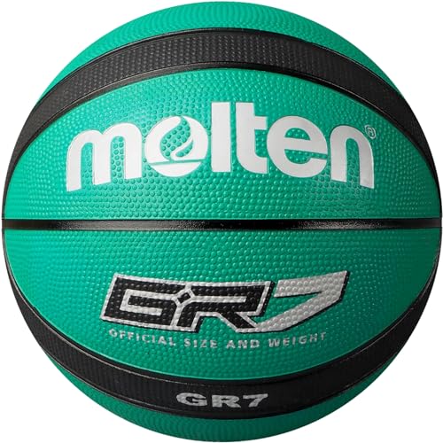 Molten GR Premium Rubber Basketball | Indoor/Outdoor Play | Durable Pro Pebble Grip Texture | Reaction Training | Size 7 | For Boys age 14 plus & Adults | Green & Black