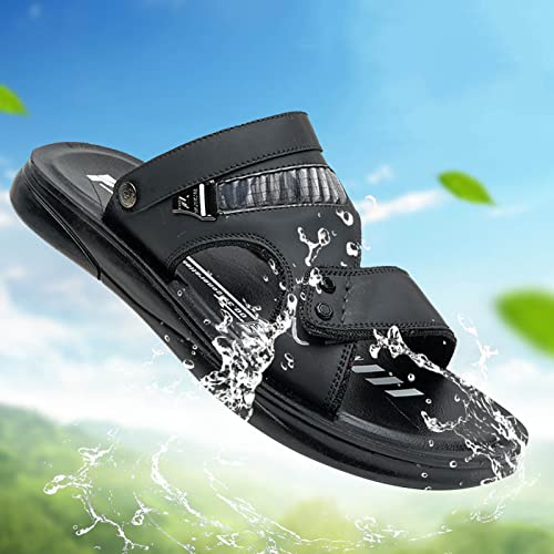 Men ls Fashion Simple New Pattern Casual Breathable Flat Comfortable Non-Slip Beach ls Men Shoes Sporty Winter Black2