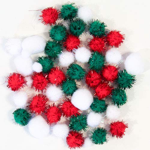 Gem Imports Assorted Christmas Craft Pom Poms - Pack of 50