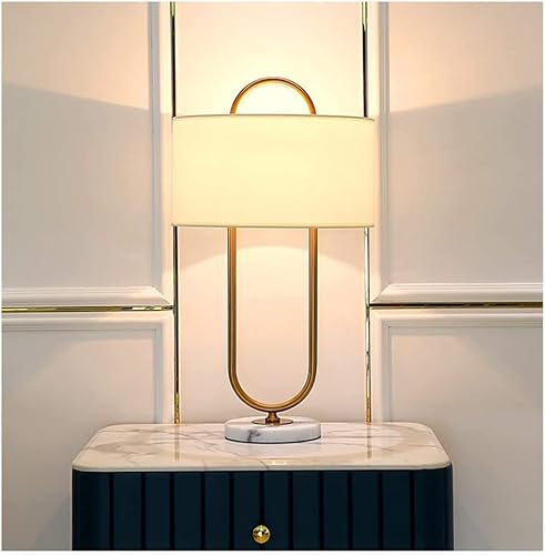 Desk Lamp Light Luxury Metal Table Lamp Push Button Switch Nightstand Lamp Fabric Lampshade Desk Light Modern Bedside Lamp #TOP2