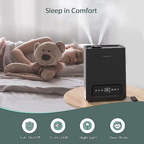 Fabuletta 6L Humidifiers For Bedroom Home, Dual Cool Mist Humidifiers With Led Display And Remote Control, Essential Oil Diffuser, Last Up To 60 Hours Humidifier For Large Room, Auto Shut Off, Black #TOP1