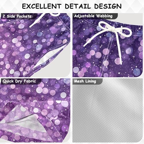 Pigsaly Boys Swim Trunks Lavender Lilac Purple Gradient Flashing Glitter Boys Board Shorts Swimsuit Swimwear 3T3