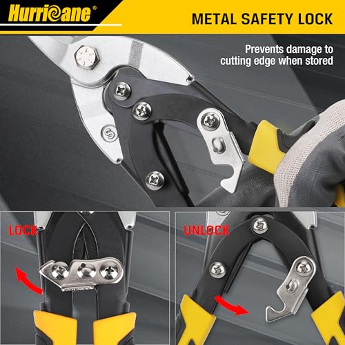 Image of HURRICANE 10 Inch Aviation Tin Snips, Cr-Mo Aviation Snips for Cutting Metal Sheet, Heavy Duty Sheet Metal Cutter Shear, Straight Cut, High Leverage Aviation Snip, Up to 40% Labor Saving
