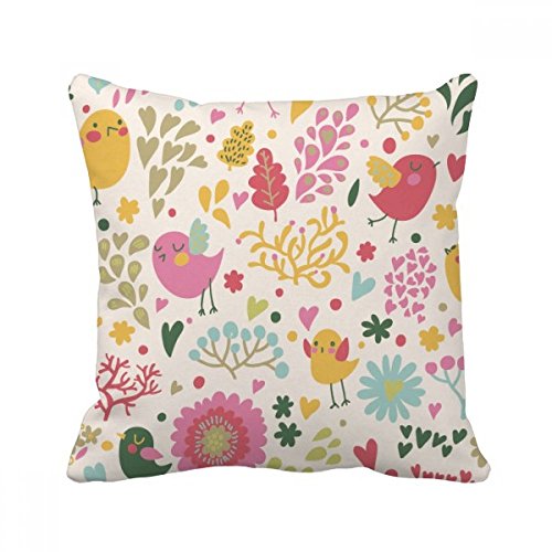 Coussin oiseaux et fleurs multicolore carré 40x40 cm pour déco de canapé - 2