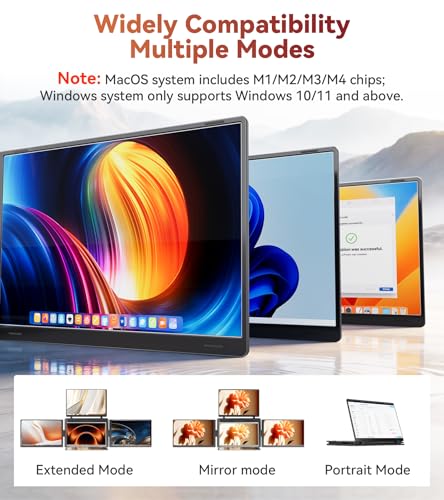 Image of 15.3 inch Laptop Screen Extender, Just 1 Cable for 3 Screens Quad Monitor, FHD 1200P IPS Screen Extender for 12 inch-17.3 inch Laptops, Travel Portable Monitor Compatible with Windows, Mac