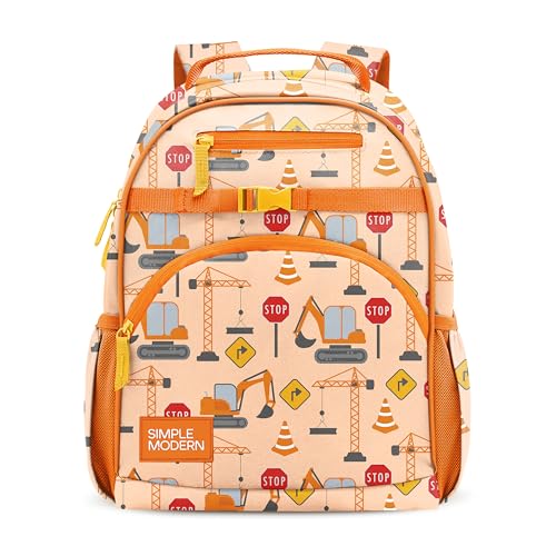 Simple Modern Medium Toddler Backpack for School Girls and Boys | Kindergarten Elementary Kids Backpack | Fletcher Collection | Kids - 15 tall | Construction Zone