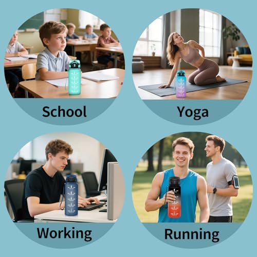 Mulbijeo Borraccia 1 Litro, Libre De Bpa & A Prova Di Perdita, Borraccia Con Cannuccia, Reutilizables, Borracce Motivazionale, Portatile, Borracce Palestra Per Scuola, Palestra, Ufficio, Festa - 7