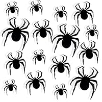 KINBOM 60pcs Halloween 3D Spiders Decoration, Realistic Black Spider Sticker Halloween Scary Decorations Spider Window Decal for Wall Home Bathroom Party Supplies (3 Sizes)