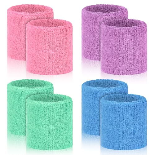 Image of 8 Pack Wrist Sweat Bands for Men Women, Absorbent Sports Wristband