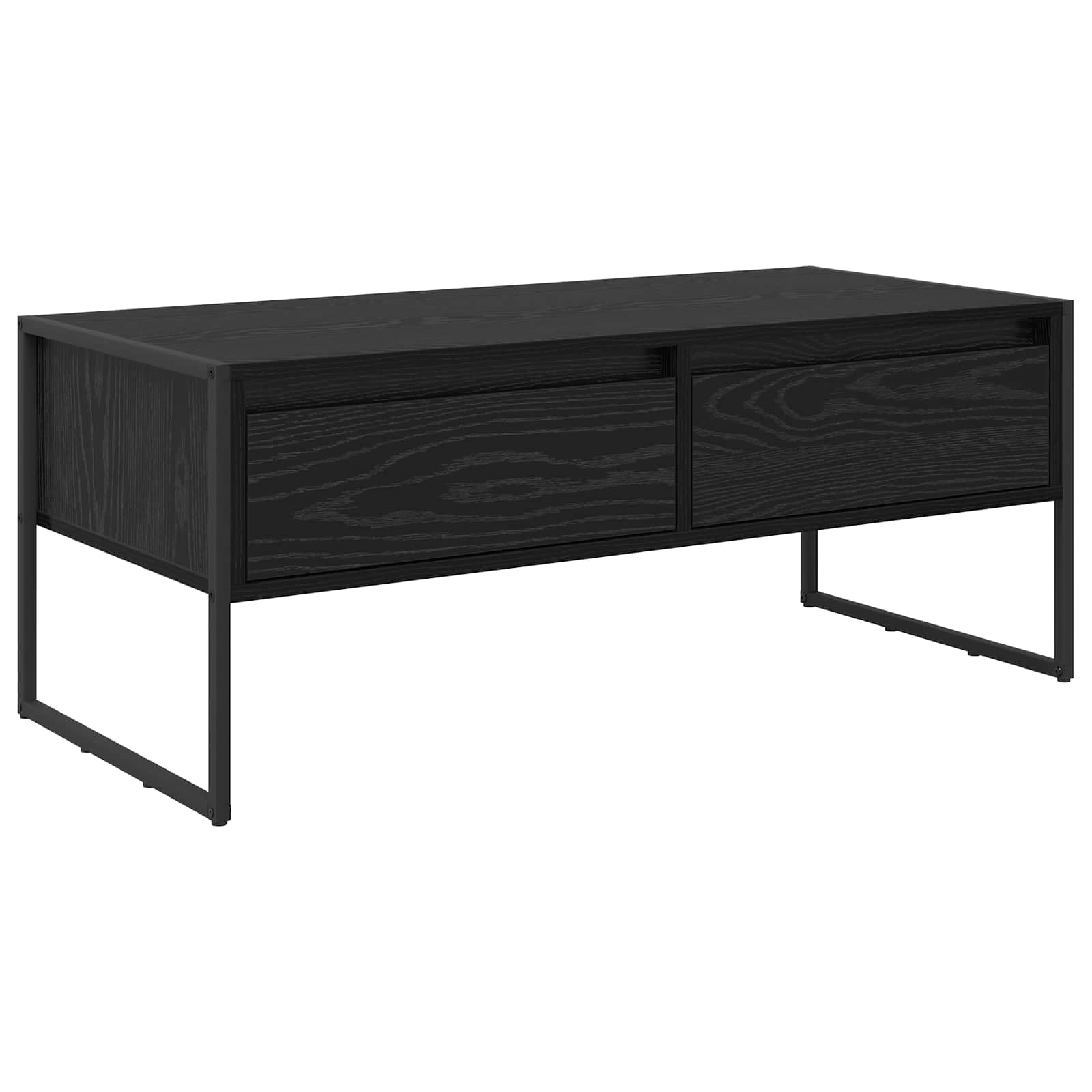 Table de salon industrielle en chêne noir avec tiroir pour vos soirées conviviales
