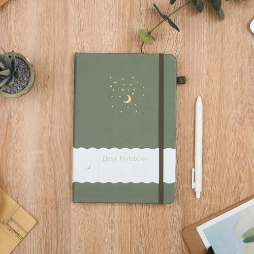 CAGIE Journal Notizbuch A5 Liniert 196 Seiten (98 Blatt) Hardcover Notizbücher Bullet Journal für Erwachsene, mit Elastisches Verschlussband, Grün