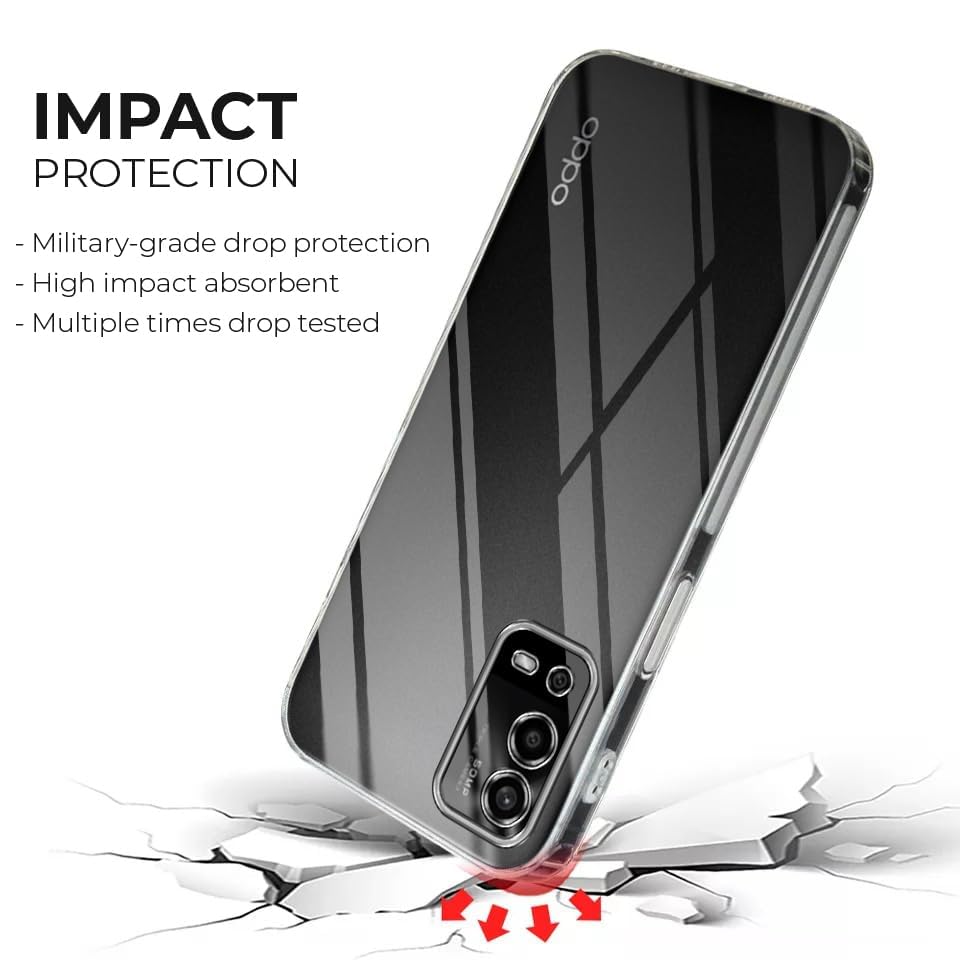 Image of JOTECH Crystal Clear Transparent Back Case Cover for Oppo A55 4G| Full Device & Camera Protection Shockproof TPU Silicone Back Cover Case - Transparent