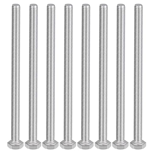 Image of MroMax 8Pcs M6-1 Hex Bolts, M6 x 110mm Hex Head Screws Bolts | 304 Stainless Steel 18-8, Fully Threaded, External Hex Drive, for Mounting Chair, Rail, Wheels, Boat and Plastic Bumpers