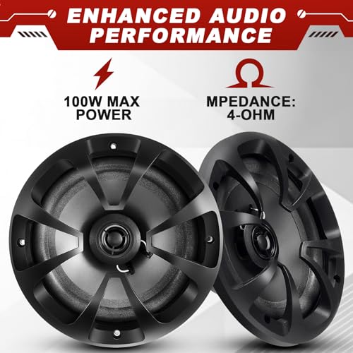 Datanly 2 Pairs 2-Way Coaxial Car Audio Speakers Full Range Speakers with Powerful Sound and Easy Installation Enhanced Bass Response Black Car Loudspeaker (6.5