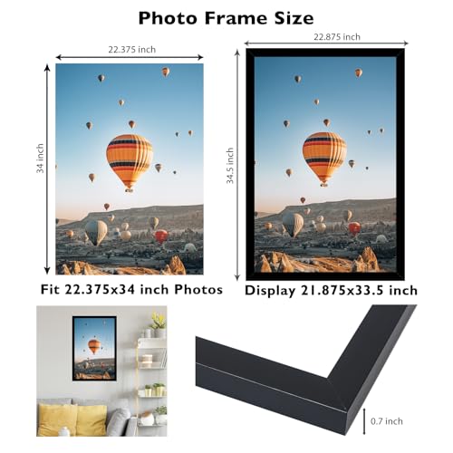Image of JCJMY 22.375x34 Picture Frame Black for Poster Puzzle Photo Picture, Horizontal and Vertical Formats for Wall Hanging, 22.375 x 34 Wall Gallery Poster Photo Frame for 22.375 by 34 Photos Posters,Black