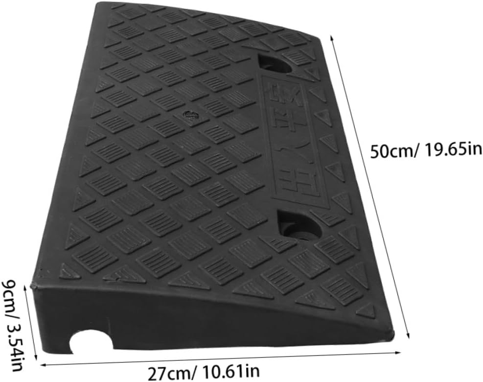 Vehicle Plastic Curb Ramp 50x27x9cm Black Car Slope Ramp for Loading Motorcycle ATV and Driveway Use