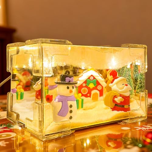 Lanterna Natalizia, Lanterna Natalizia con Neve, Lanterne Natalizie, Lanterne Natalizie da Interno, Palla di Neve Natalizia, Lampada a Forma di Cubo Per Interni Decorazioni Natali Regalo