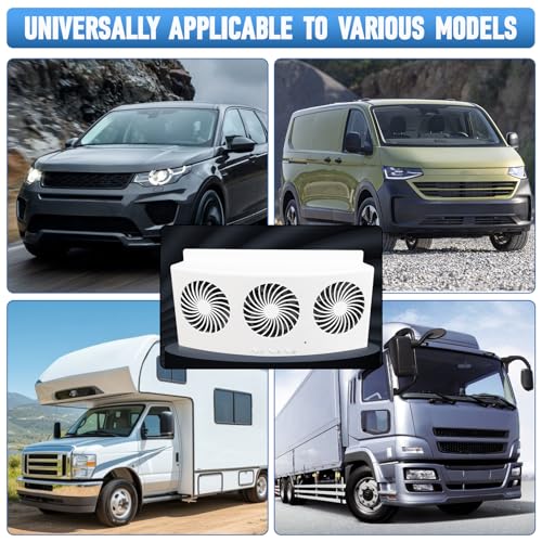 YOMTOVM Car Window Exhaust Fan, Vehicle Ventilator Radiator Cooling Amplifier Fans Window Vent Radiator Fan with Strong Wind (White with USB)
