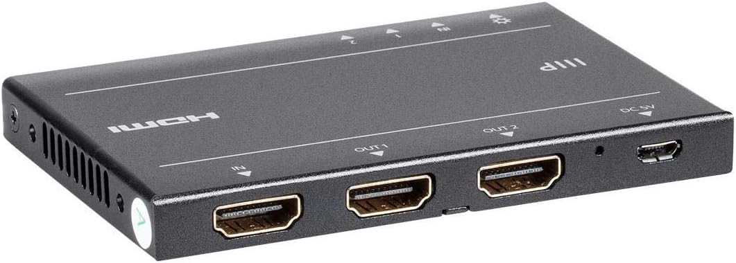Monoprice Blackbird 4K Pro 1x2 Ultra Slim HDMI Splitter - HDR, 18Gbps, 4K 60Hz, YCbCr 4:4:4, HDCP 2.2, Black