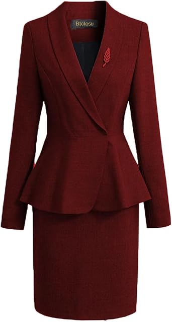 Womens Skirt Suit 2 Piece Business Lady Suit Formal Office Work Jacket Skirt