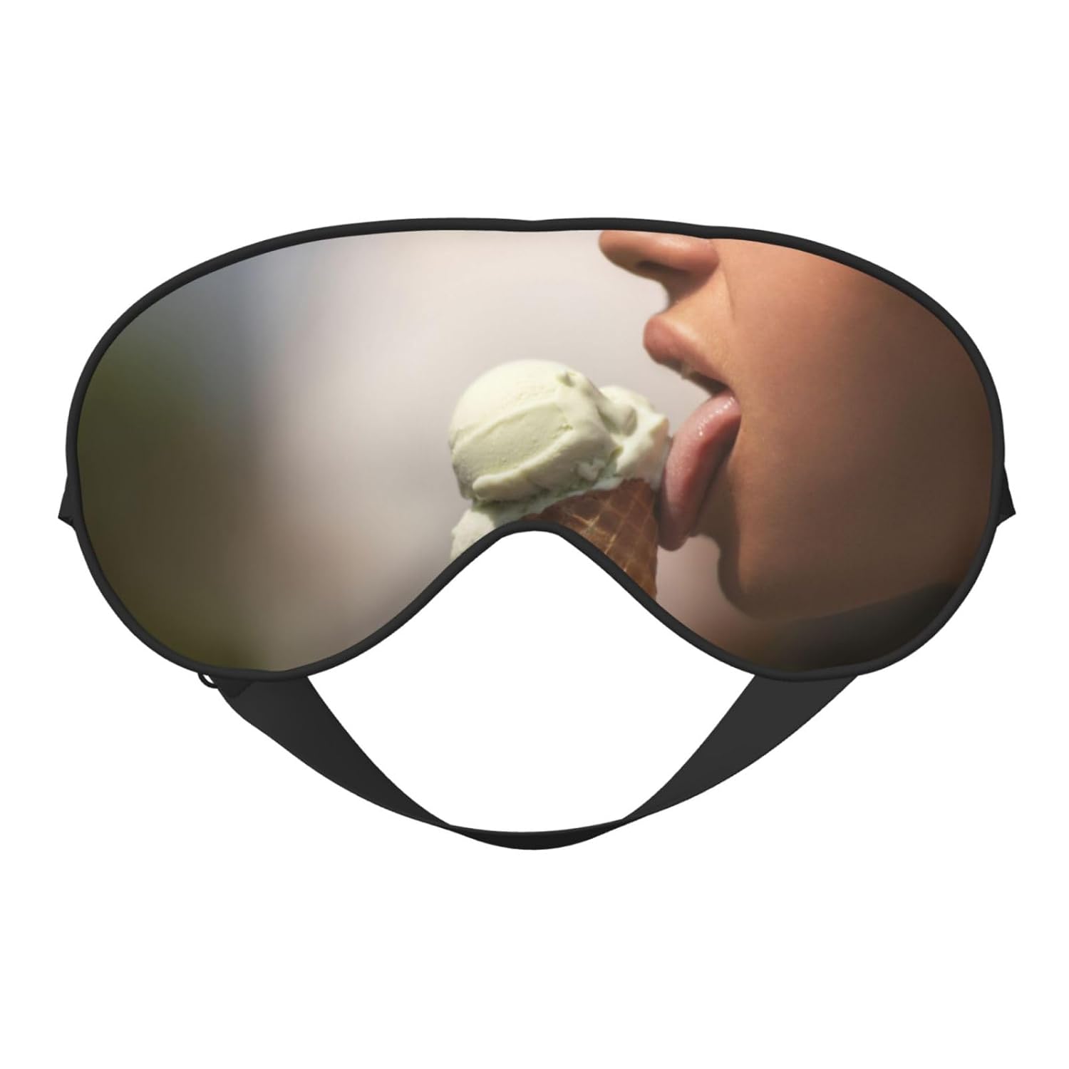 Women Men Sleep Mask Woman Licking Ice Cream Eye Mask with Adjustable Strap Blindfold Blocks Light