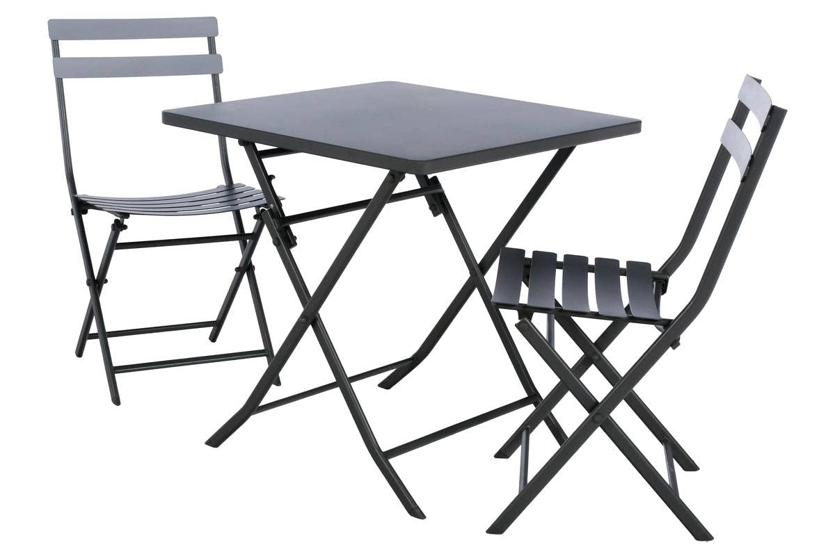 Hespéride - Tavolo da giardino pieghevole quadrato Greensboro per 2 persone, grigio grafite - Acciaio rinforzato antiruggine - Arredamento per giardino, balcone, terrazzo