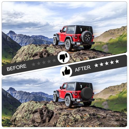 Image of Spare Tire Cover for RV Trailer, Waterproof Leather Wheel Cover | Black, 14 inch for Tire Diameter 25.59 inch-27.2 inch /65-69cm Camper Spare Tire Cover Fit for Jeep Wrangler Rv SUV Truck Travel Trailer