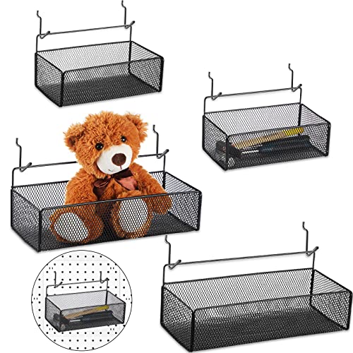 Unittype 4 Pieces Pegboard Baskets With 8 Peg Board Hooks Pegboard Wall Organizer Storage Pegboard Bins For Garage Workbench Kitchen Office Craft Room Wall Mount Organizer Accessories cover