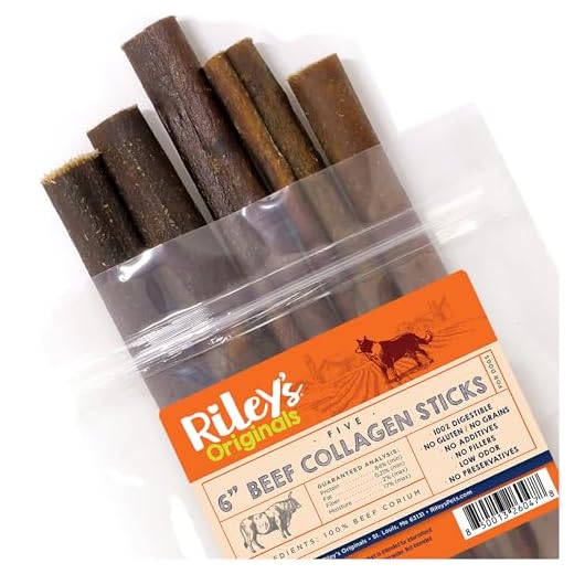 Riley's 6 Inch Beef Collagen Sticks for Dogs, Collagen Chews for Dogs, Bully Stick & Rawhide Alternative, Long Lasting, No Raw Hide Chews, Single Ingredient Dog Treat - 5 ct