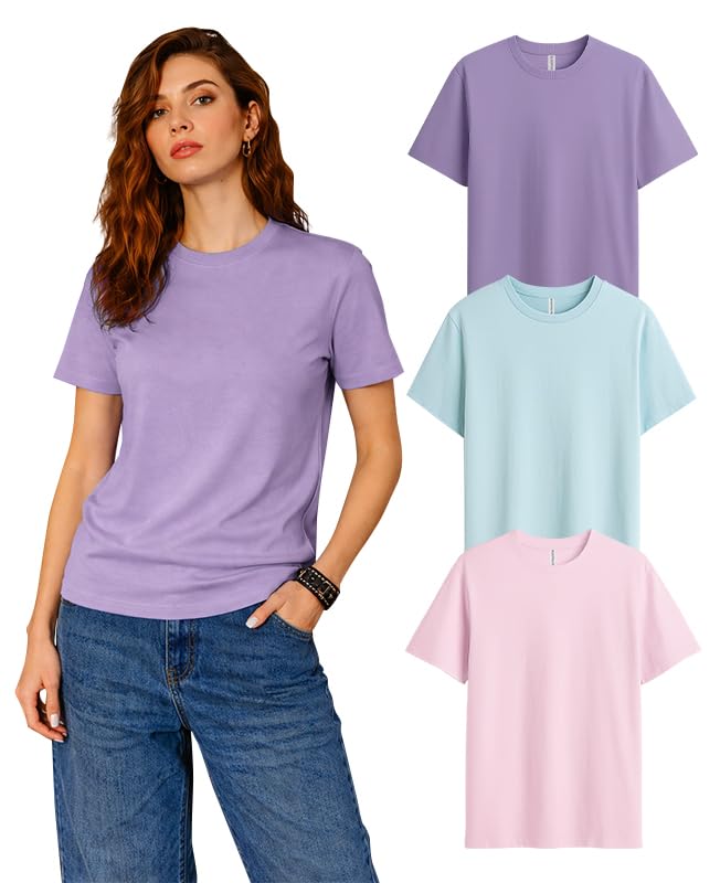 Image of SLEEPY NUTS Women's Plain Round Neck Regular Fit Half Sleeve Cotton T Shirt