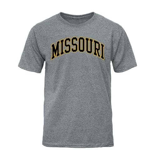 Barnesmith University of Missouri Mizzou, MU Tigers Short Sleeve Adult Unisex T-Shirt, Classic, Charcoal Grey, X-Large
