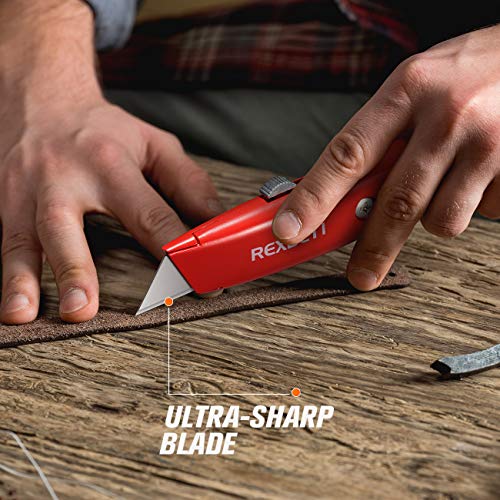 REXBETI 4-Pack Utility Knife, Heavy Duty Aluminum Shell Retractable Box Cutter for Cartons, Cardboard and Boxes, Extra 10 Blades Included - Thumbnail 5