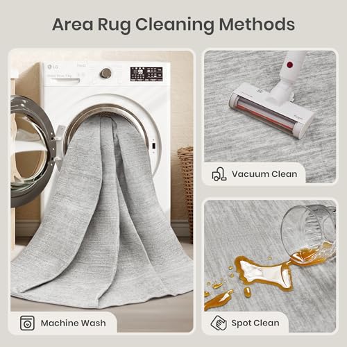 Valenrug Washable Rug 5x7 - Stain Resistant 5x7 Area Rugs for Living Room, Non Slip Backing Printed Rugs for Bedroom, Folable Machine Washable Area Rug (5'x7', Grey) by Valenrug - Image 5