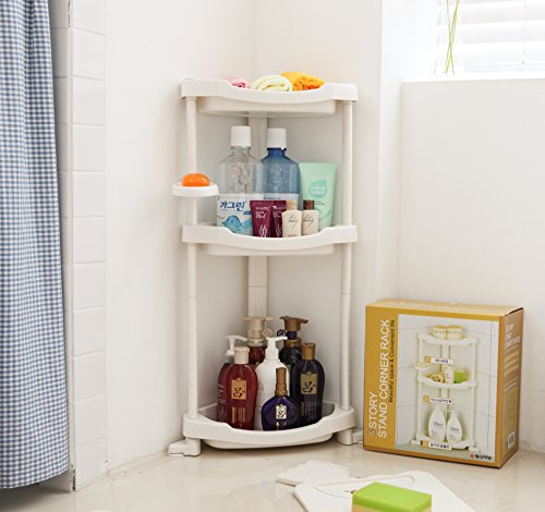 Tenby Living Corner Shower Caddy - 3 Shelf Shower Organizer Caddie with Movab.