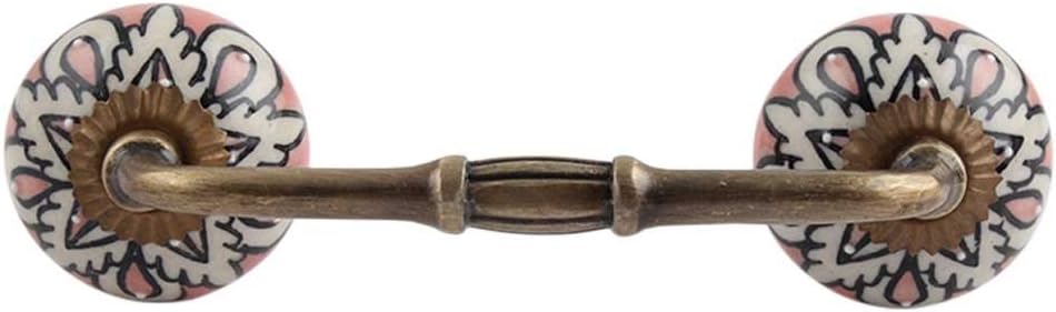 Indian Shelf 2 Pack Ceramic Peach Door Handles Interior T Bar Handles for Cabinets and Drawers Dresser Gold Hardware 4" Hole to Hole -BH-38 (CK-1302)