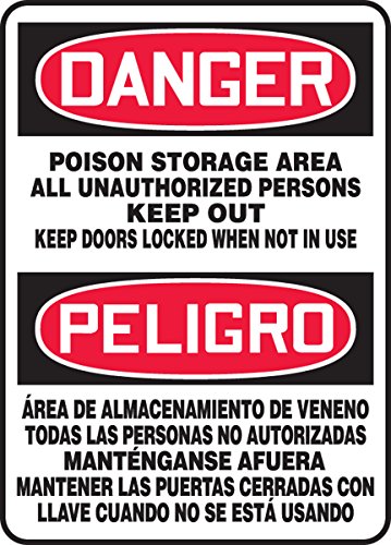 Panneau Danger Poison Storage Area en vinyle adhésif de 14x10 pouces pour zone à risque