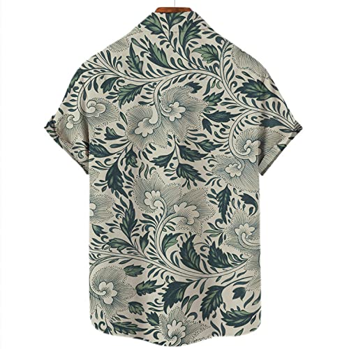 Chemise hawaïenne haut de gamme pour homme avec imprimé feuilles botaniques chic