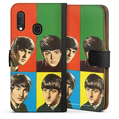 DeinDesign Etui Compatible avec Samsung Galaxy A20e Etui Folio Etui magnetique Rock ‘n’ Roll Visages The Beatles - Les Beatles, Paul McCartney, John Lennon, RIngo Starr, George Harrison DeinDesign Etui Compatible avec Samsung Galaxy A20e Etui Folio Etui magnetique Rock 'n' Roll Visages The Beatles