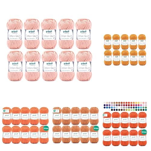 Gründl Wolle Cotton Quick uni Bundle - 5 Knäuel je 50 g, Rostrot