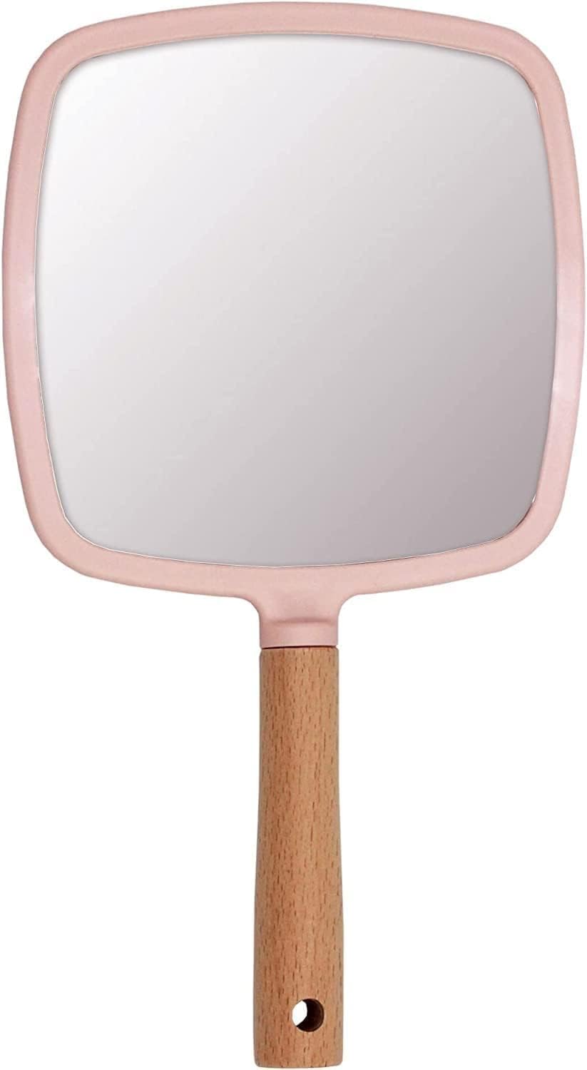 Handheld Makeup Mirror with Wooden Handle - Portable Single Side Vanity Mirror for Makeup, Shaving & Grooming with Hanging Hole | Cute Travel Hand Mirror for Men & Women (Square Shape)-picture-54