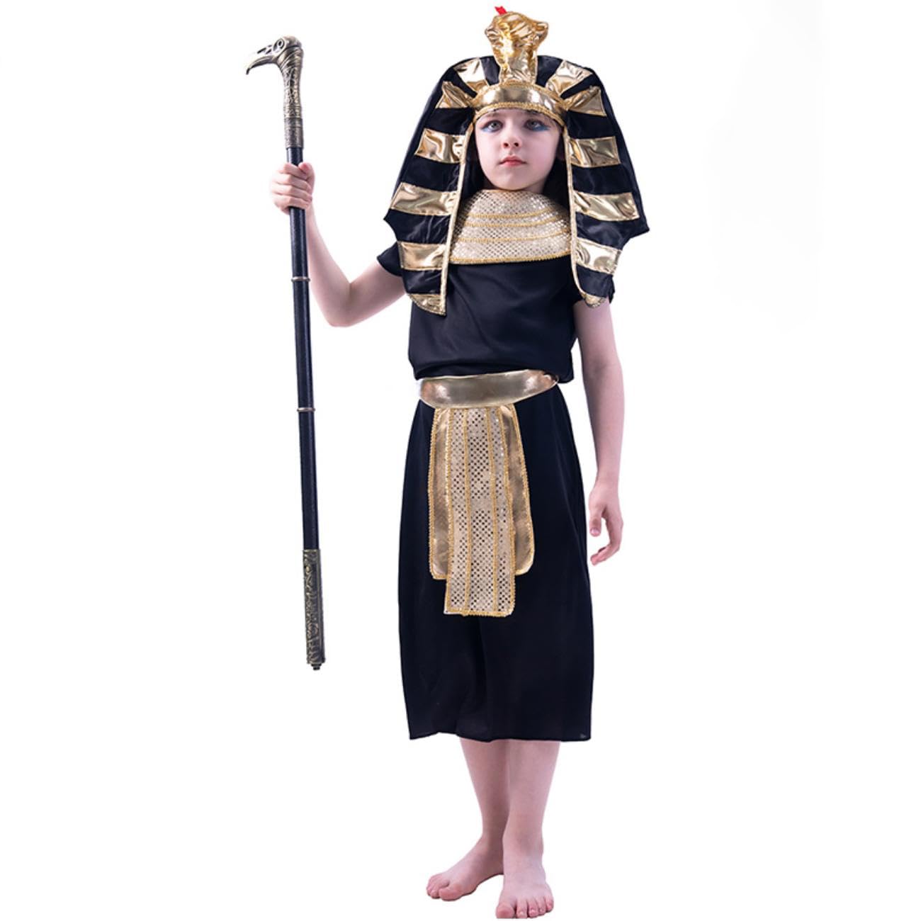 SEA HARE Boys Egyptian Pharaoh Prince Costume (L:10-12years), Black, L:10-12 Years - Image 4