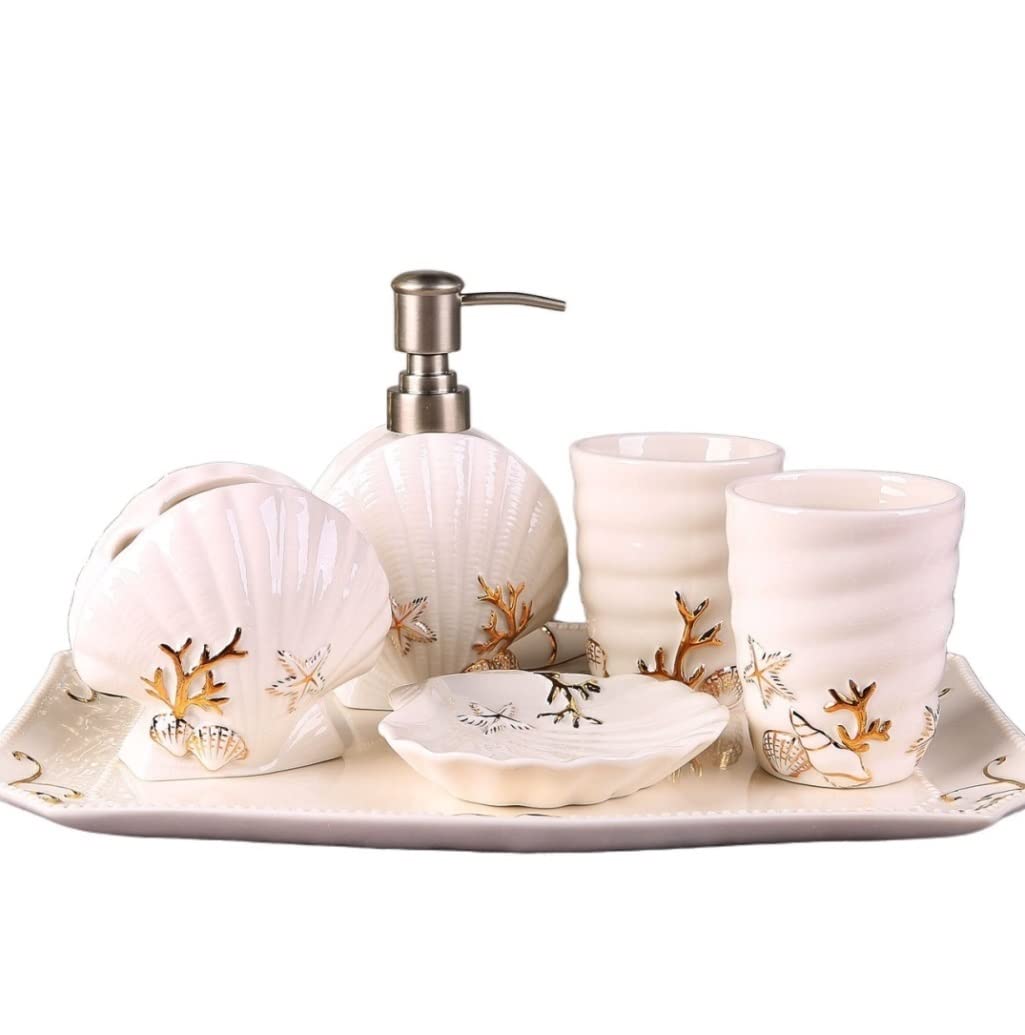 Badzubehör Set Badezimmer Set Bad-Accessoires-Set Seifenspender Aus Keramik, Badezimmer-Set, Lotionsflasche, Zahnbürstenhalter, Seifenschale Badezimmer Zubehör Set Badezimmerzubehör-Set ( Color : C )
