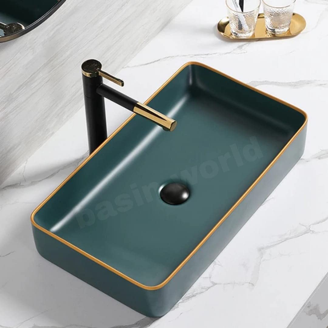 BASIN WORLD Latest Ceramic Wash Basin Countertop Tabletop Bathroom Sink Wash Basin (24 x 14 x 4 INCH) Green (B0BC4K39LR) Amazon Price History, Amazon Price Tracker