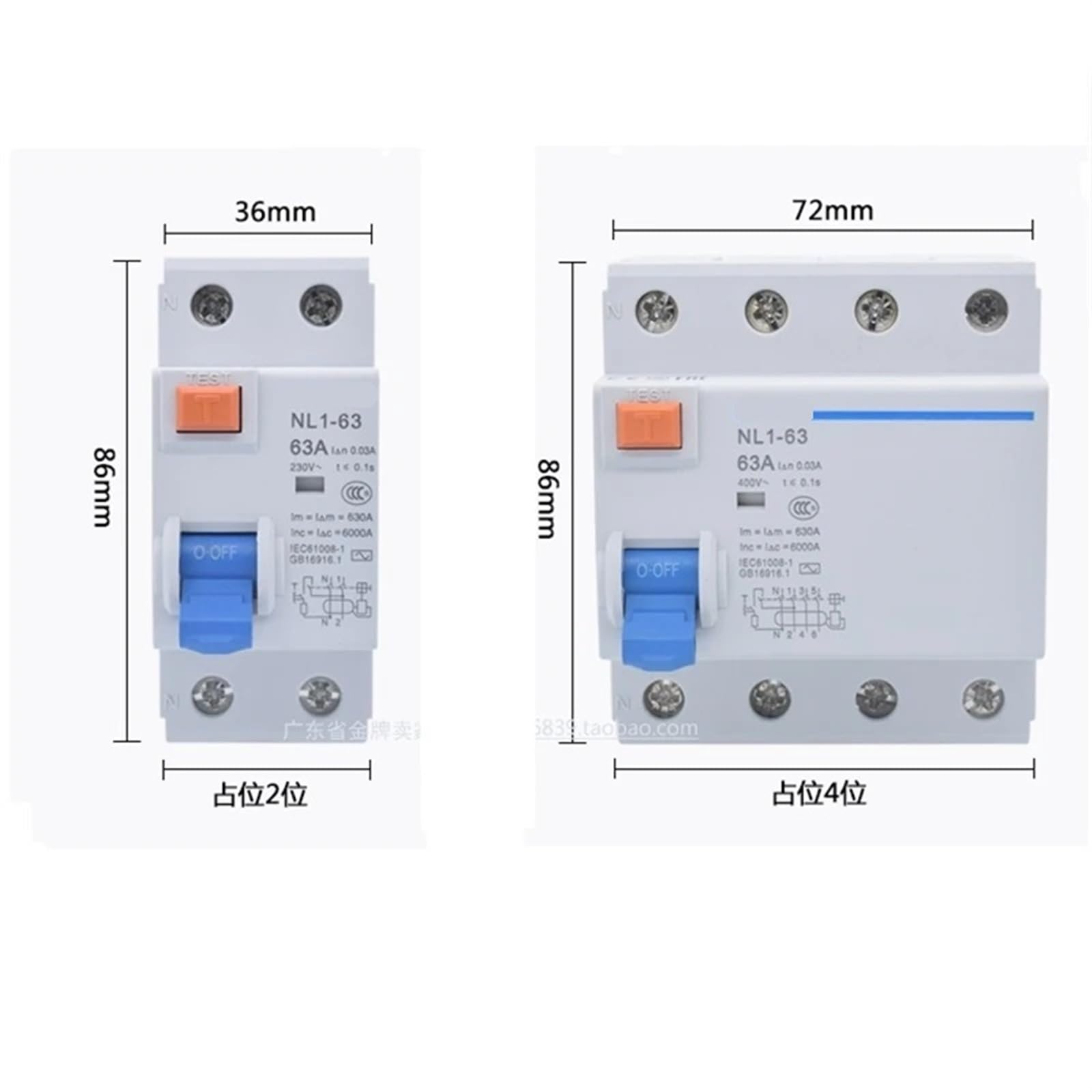 NL1-63 1P + N 2P 3P + N 4P 63A 40A 25A 30MA FI-SCHUTZSCHALTER 50HZ/Thermomagnetische Elektromagnetische Leckage Reststromschutz 1Pcs(3P N,63A)
