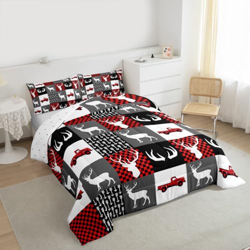 Image of Feelyou Farmhouse Deer Comforter Set Twin Size for Kids Boys Girls